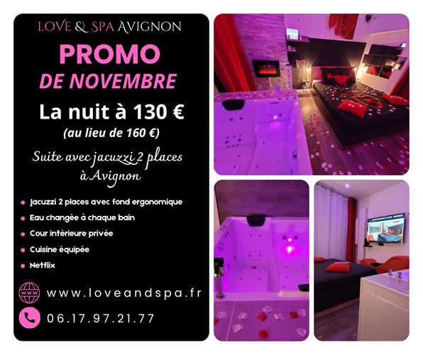 Promotion de Novembre love room Avignon